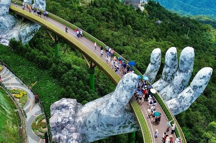 Golden Bridge at Bana Hills Danang Vietnam group tour experience