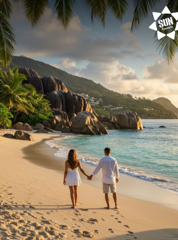 Couple enjoying a romantic honeymoon vacation package with Sun Tourism